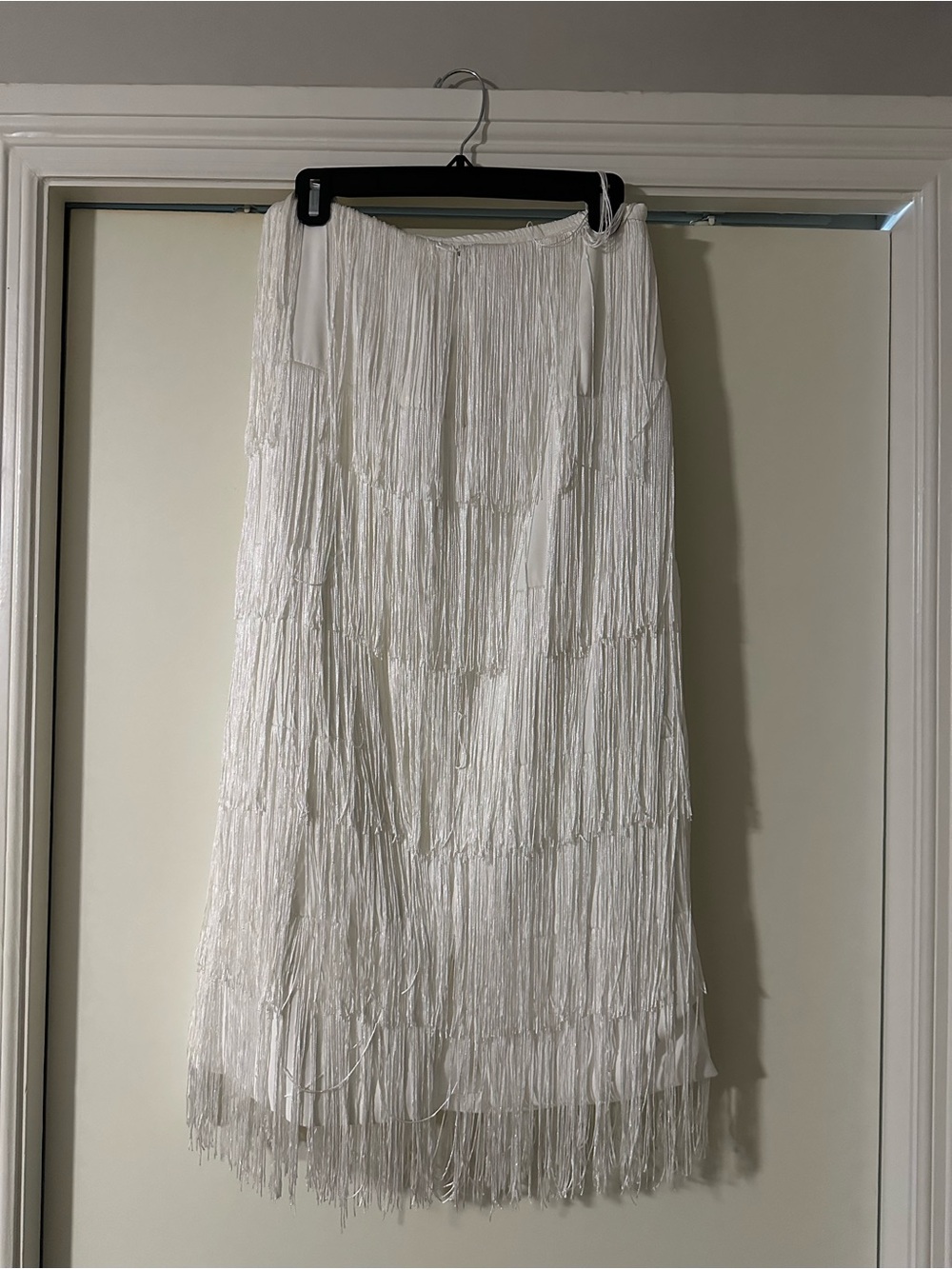 12th Tribe White Fringe Tiered Maxi Skirt - Picture 2 of 2